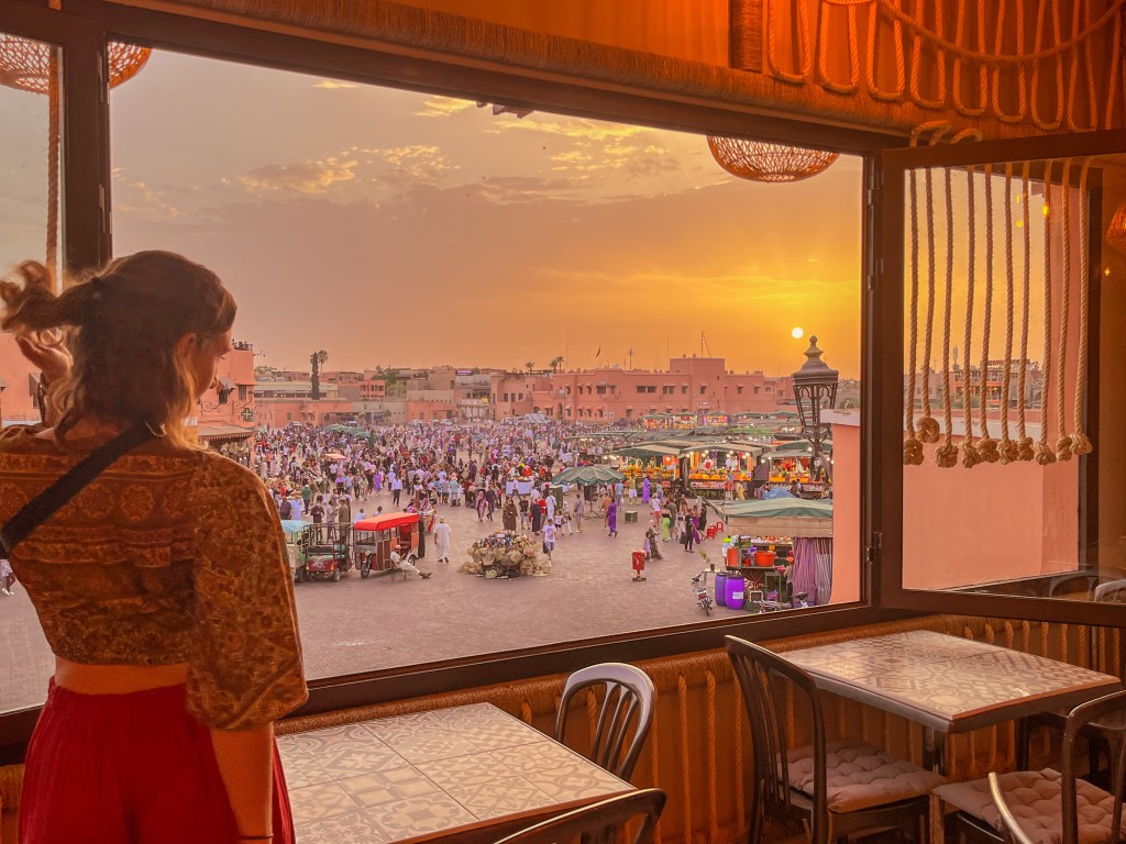 Jemaa el fna square at sunset Marrakech