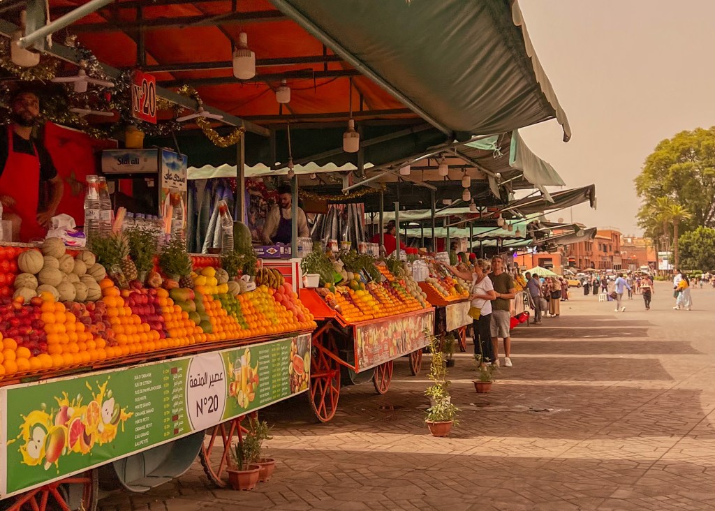 juice stands in jemaa el fna square morocco