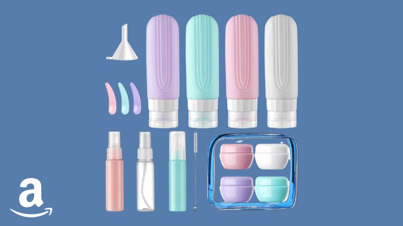 cute TSA approved travel containers pastel color