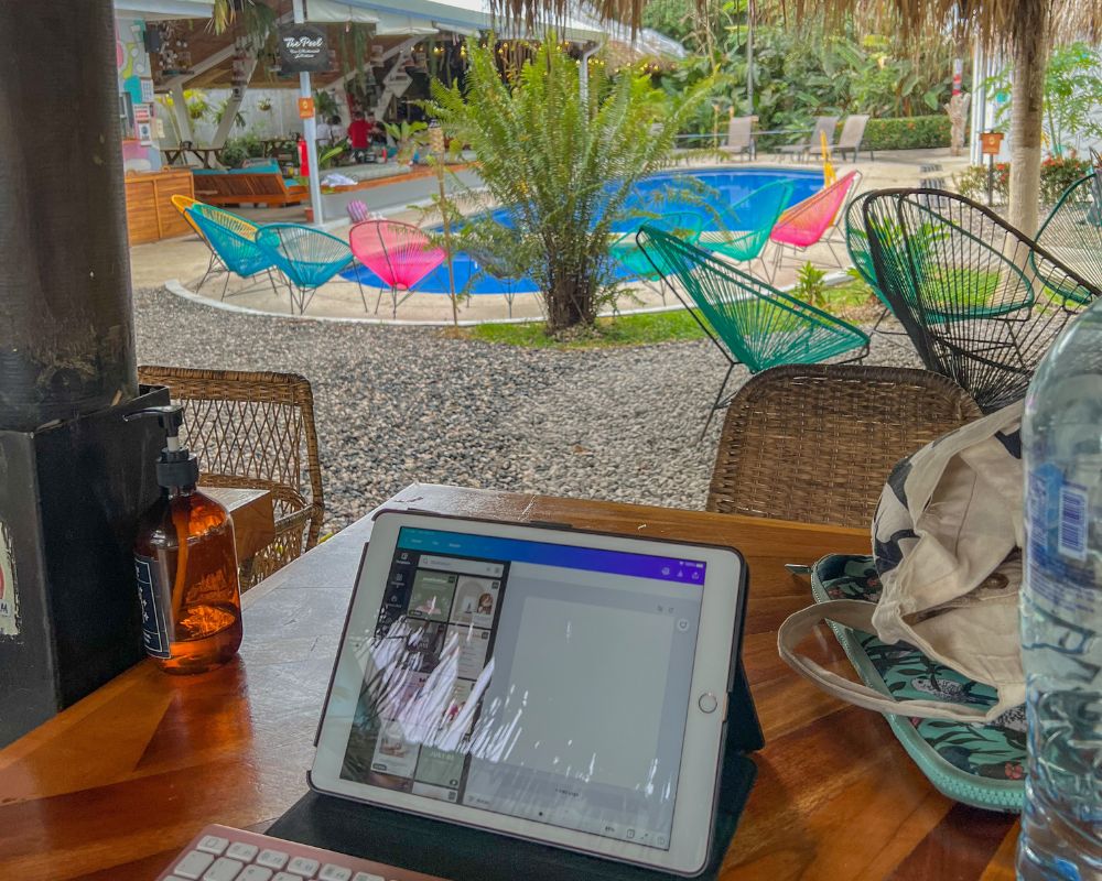 digital nomad work at Selina hostel, La Fortuna, Costa Rica